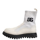 White Beige DG Logo Mid Calf Boots Shoes