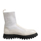 White Beige DG Logo Mid Calf Boots Shoes