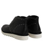 Black White Leather Ankle Boots Shoes