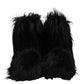 Black Faux Fur Mid Calf Boots Shoes