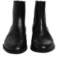 Black Leather Logo Ankle Boots Studded Shoes