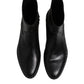 Black Leather Logo Ankle Boots Studded Shoes