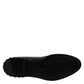 Black Leather Logo Ankle Boots Studded Shoes