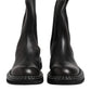 Black Leather Mid Calf Boots Flats Shoes