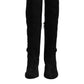 Black Suede Leather Knee High Boots Shoes