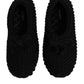 Black Wool Slip On Flats Ballerina Shoes