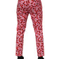 Pink Cherry Print Cotton Dress Pants