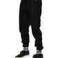 Black Cotton Logo Tape Men Jogger Pants