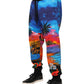 Blue Hawaiian Print Jogger Sweatpants Pants