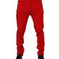 Red Viscose Logo Jogger Men Sweatpants Pants