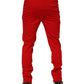 Red Viscose Logo Jogger Men Sweatpants Pants
