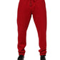 Red Cotton Logo Jogger Men Sweatpants Pants