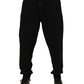 Black Cotton Logo Tape Men Jogger Pants