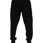 Black Cotton Logo Tape Men Jogger Pants