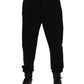 Black Cotton Crown Jogger Sweatpants Pants