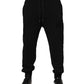 Black Cotton Drawstring Jogger Pants