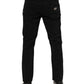 Black Cotton Logo Plaque Slim Fit Denim Jeans