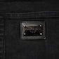 Black Cotton Logo Plaque Slim Fit Denim Jeans