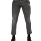Gray Cotton Logo Plaque Men Denim Jeans