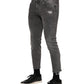 Gray Cotton Logo Plaque Men Denim Jeans