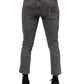 Gray Cotton Logo Plaque Men Denim Jeans