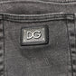 Gray Cotton Logo Plaque Men Denim Jeans