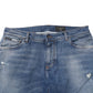 Blue Washed Cotton Logo Plaque Denim Jeans