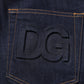 Dark Blue Cotton Logo Slim Fit Men Denim Jeans