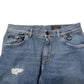 Blue Cotton Tattered Skinny Logo Denim Jeans