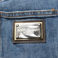 Blue Cotton Tattered Skinny Logo Denim Jeans
