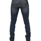 Blue Washed Skinny Logo Plaque Men Denim Jeans