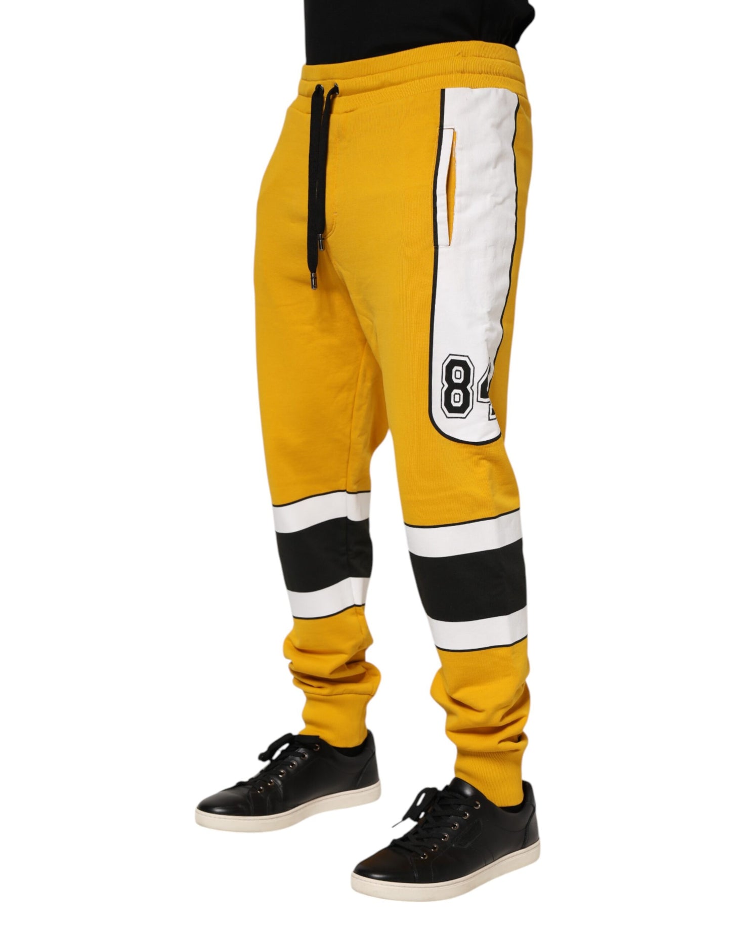 Yellow Cotton Drawstring Jogger Pants