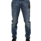 Blue Logo Embroidery Denim Jeans