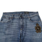 Blue Logo Embroidery Denim Jeans