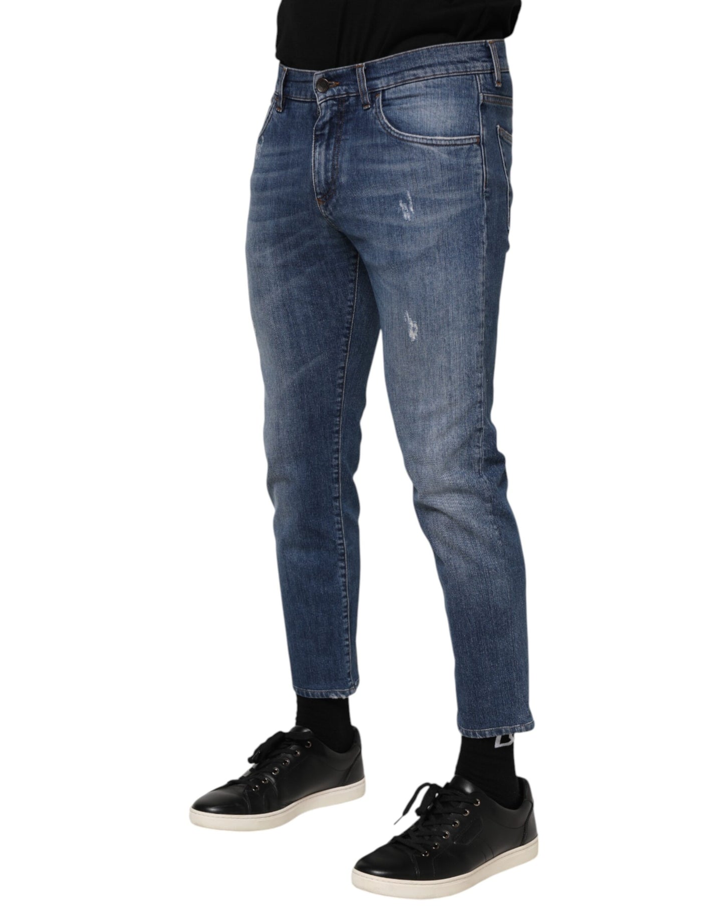 Blue Cotton Logo Plaque Denim Jeans