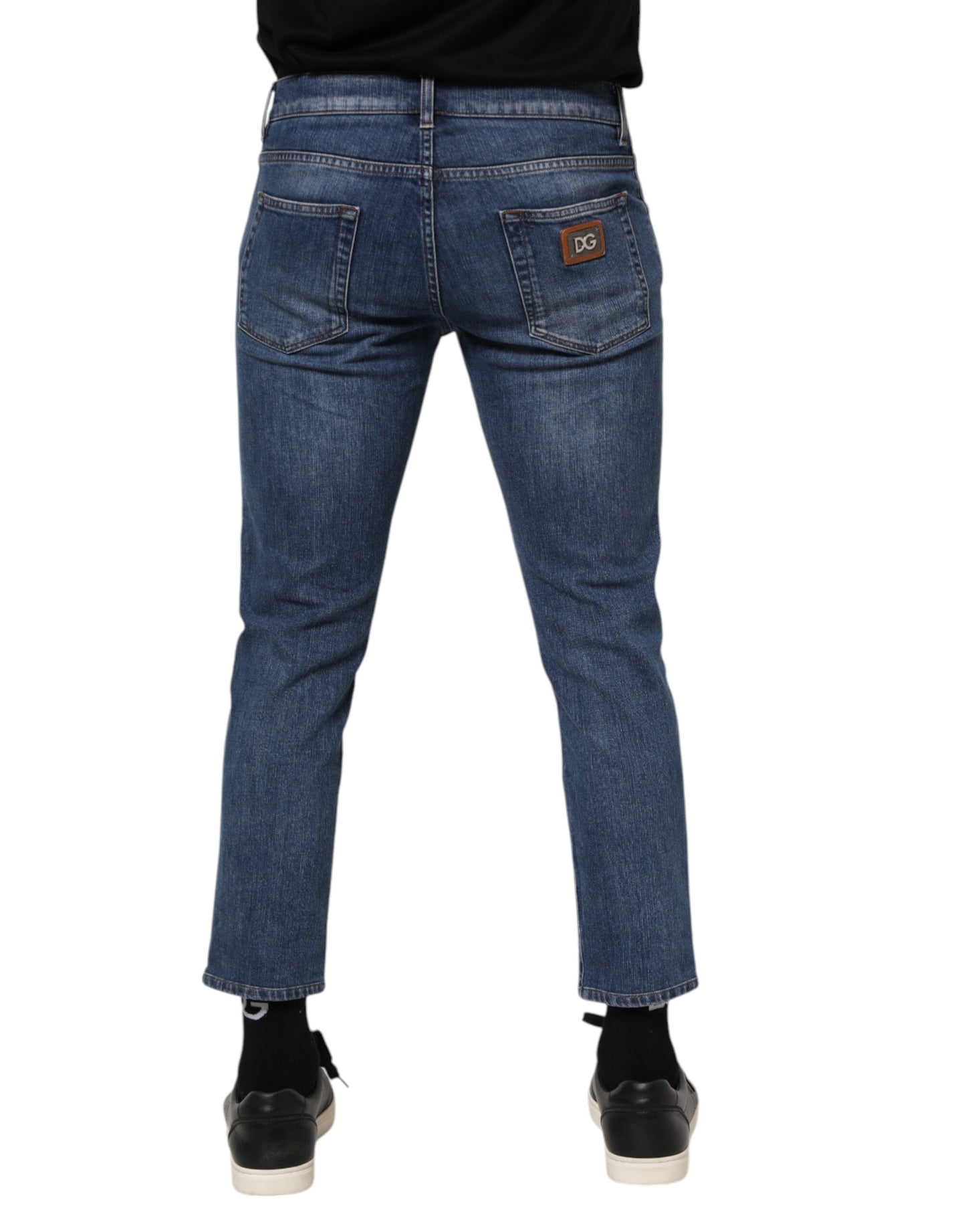 Blue Cotton Logo Plaque Denim Jeans