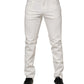 White Cotton Logo Plaque Slim Fit Denim Jeans