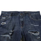 Blue Cotton Camouflage Denim Jeans