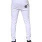 White Cotton Drawstring Jogger Pants