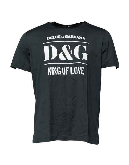 Black Cotton Printed Short Sleeves T-shirt