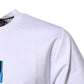 White Cotton Crew Neck Graphic Print T-shirt