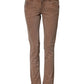 Brown Cotton Slim Fit Denim Low Waist Jeans