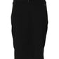 Black Polyester Pencil Cut Knee Length Skirt