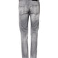 Gray Washed Mid Waist Tapered Denim Jeans