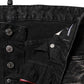 Black Washed Mid Waist Tapered Denim Jeans