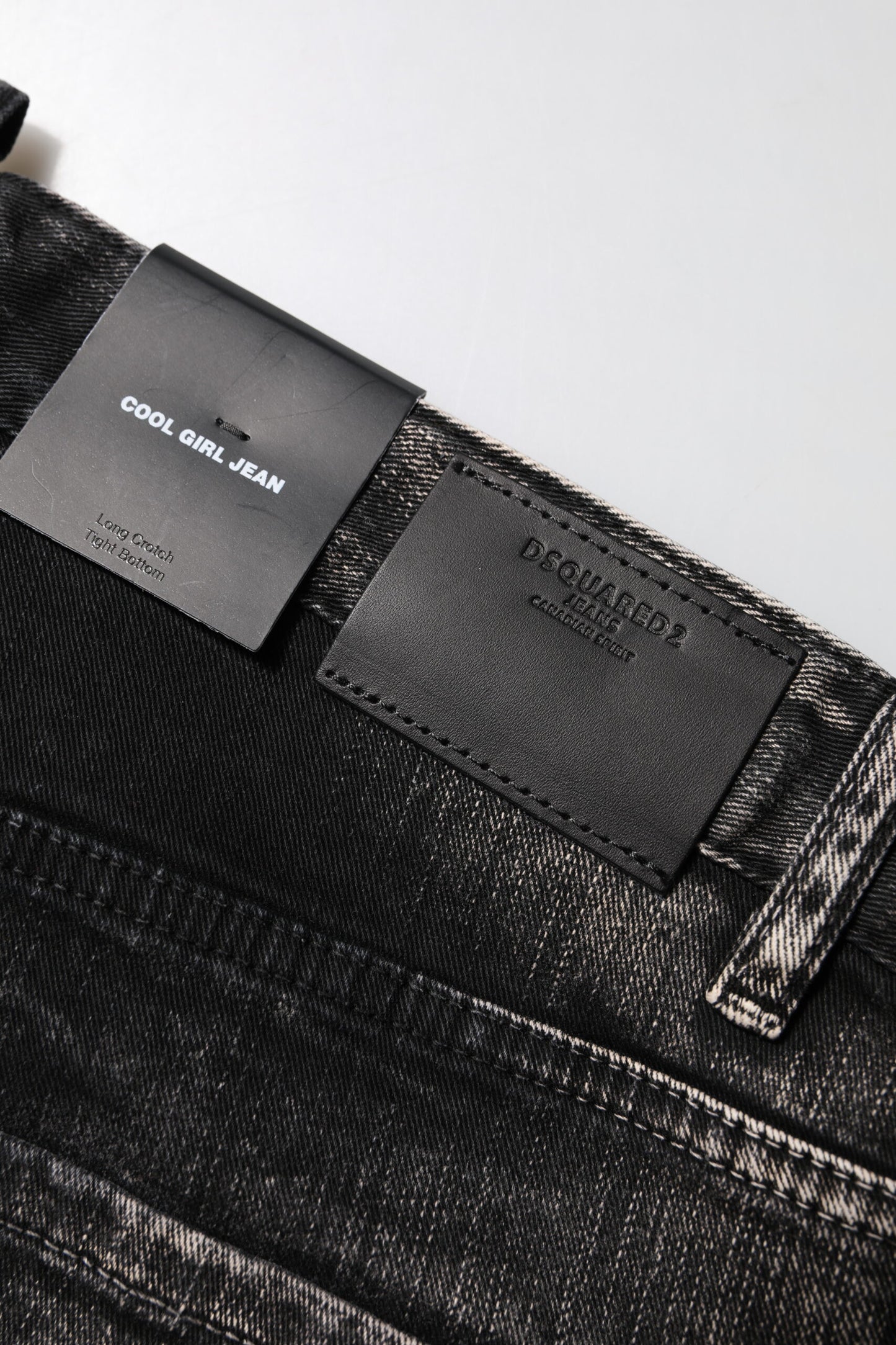 Black Washed Mid Waist Tapered Denim Jeans