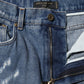 Blue Tattered High Waist Women Denim Jeans