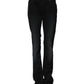Black Cotton Mid Waist Tapered Denim Jeans