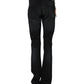 Black Cotton Mid Waist Tapered Denim Jeans