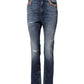 Blue Rhinestone Embellished Denim Jeans